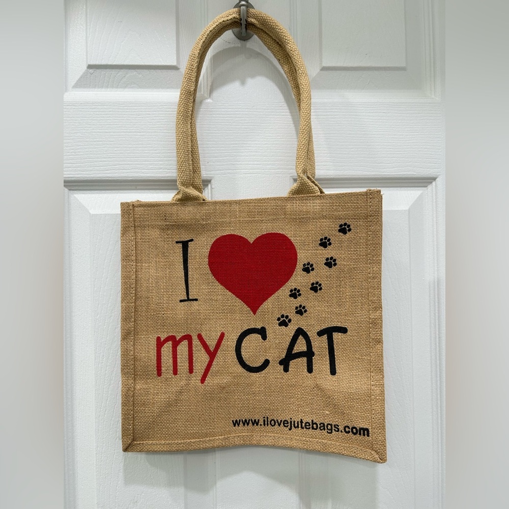 I Love My Cat Reusable Jute Bag/Tote